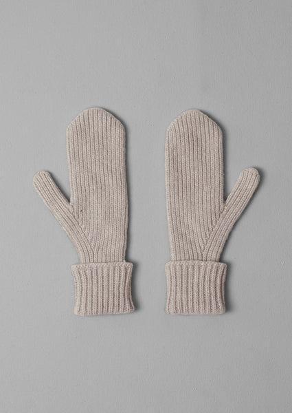 Ribbed Wool Cashmere Mittens | Pebble Product Image