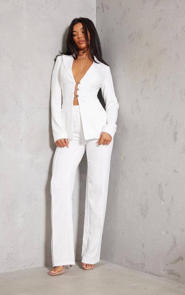 White Wide Leg High Waist Pants Product Image