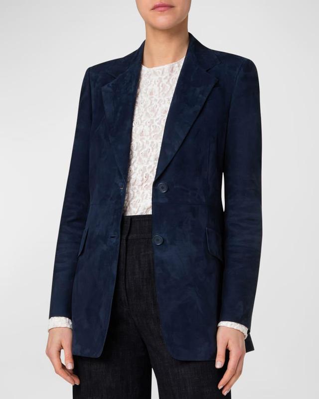 Nappa Leather Suede Blazer Jacket Product Image