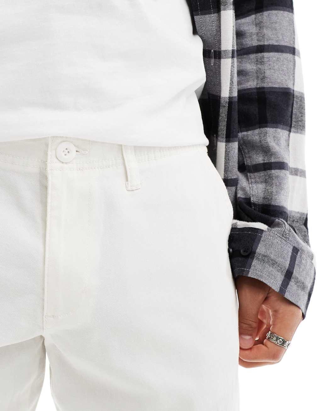 ASOS DESIGN tapered cargo pants in white Product Image