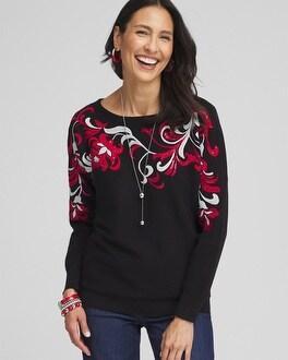 Floral Sequin Dolman Sleeve Sweater Product Image