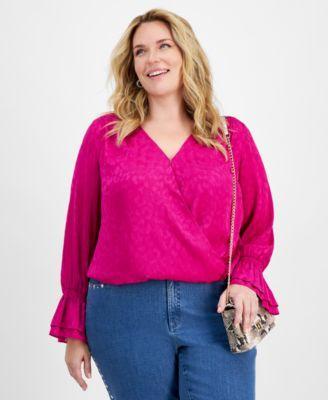 Plus Size Surplice-Neck Blouse, Created for Macy's  Product Image