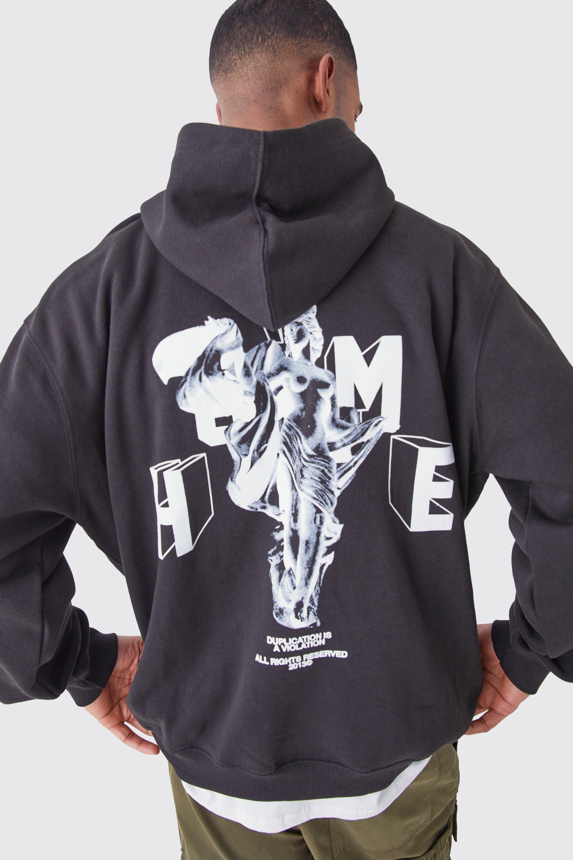 Tall Oversized Homme Statue Graphic Hoodie | boohooMAN USA Product Image