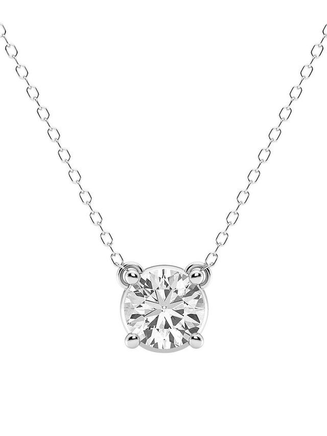 Womens 14K White Gold & 3 TCW Round Lab-Grown Diamond Pendant Necklace Product Image