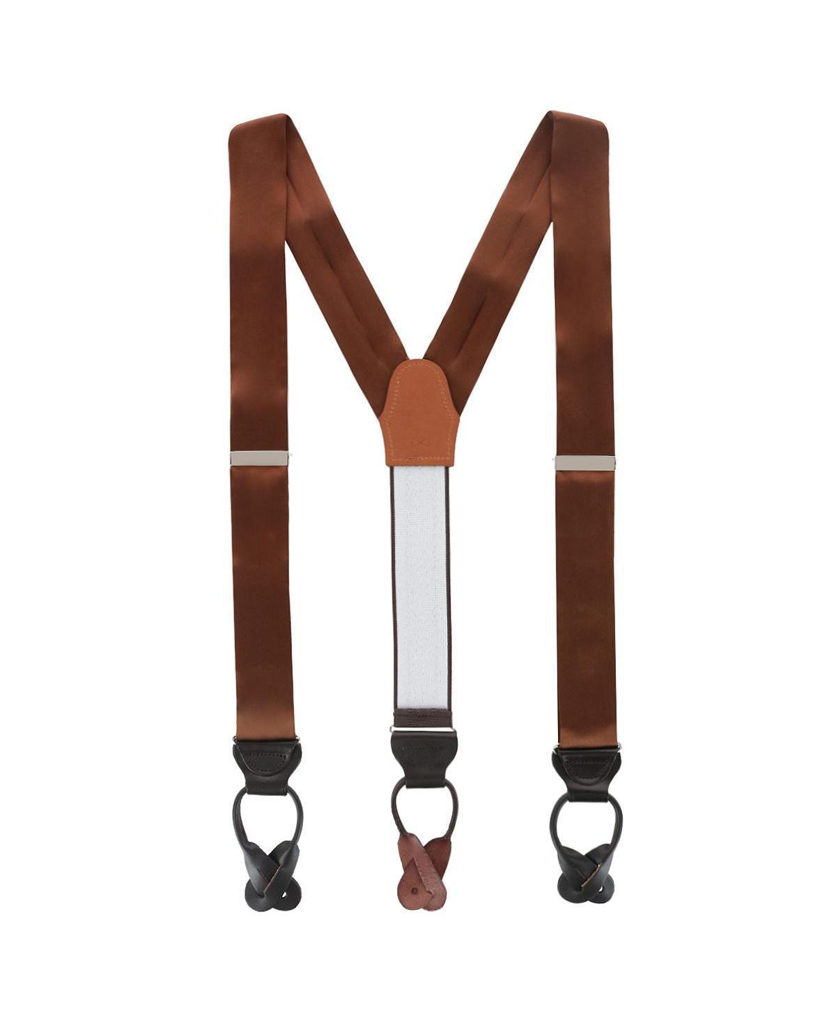 Trafalgar Mens Dutton Solid Color Silk Button End Suspenders Product Image