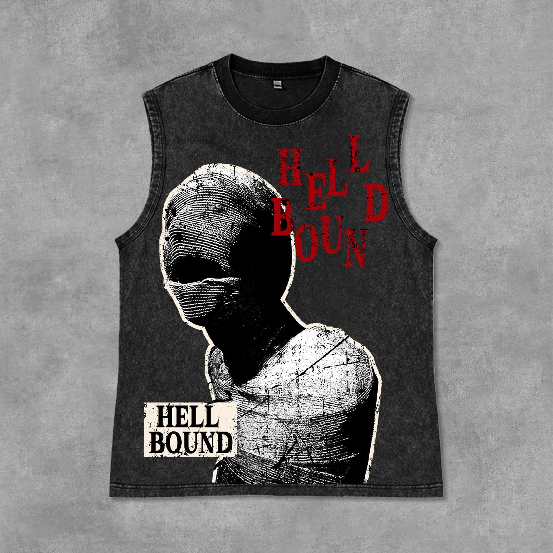 Mummy Casual Punk Street Graphic Print Acid Washed Sleeveless Tank Top Product Image