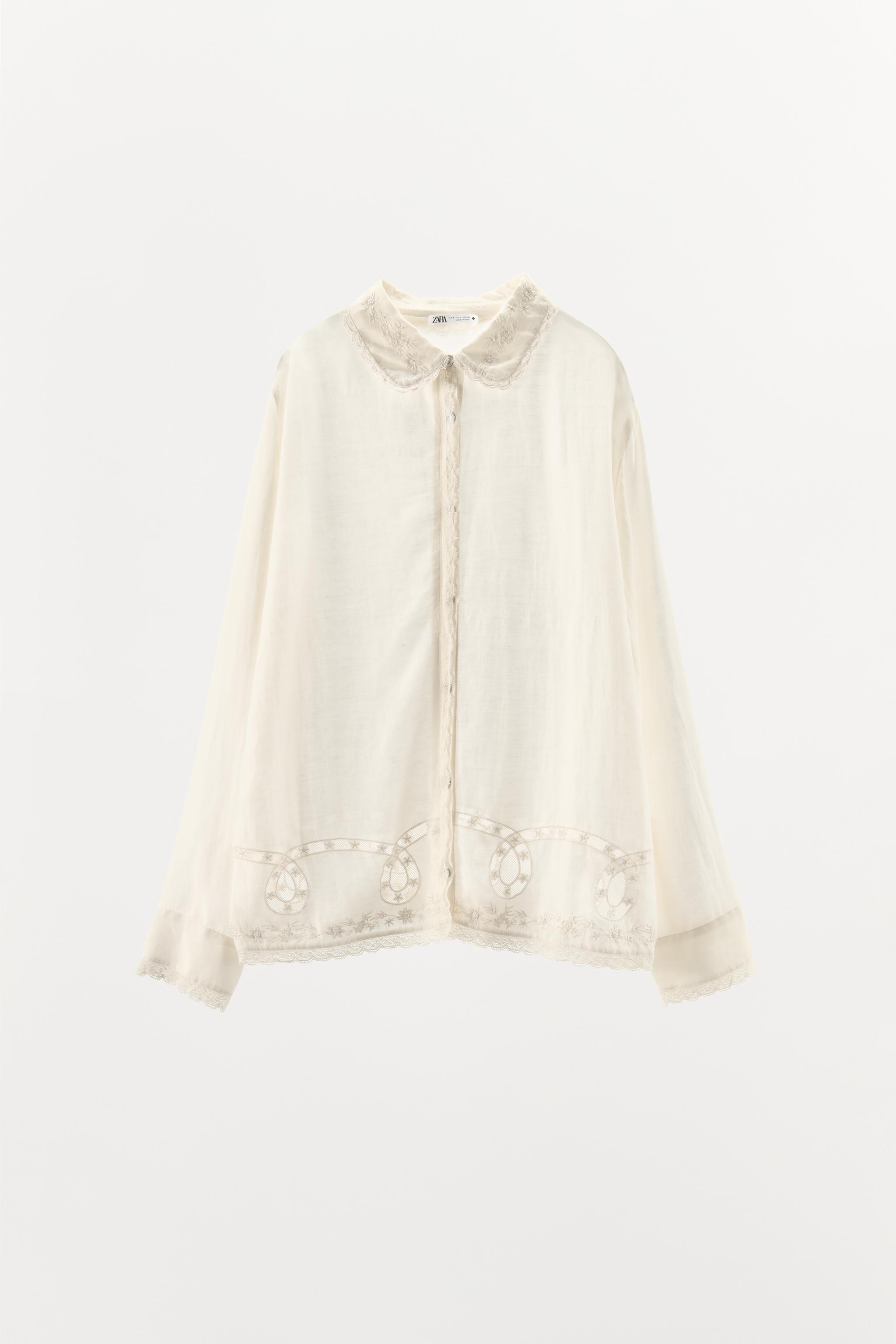 BEADED EMBROIDERED LACE SHIRT Product Image