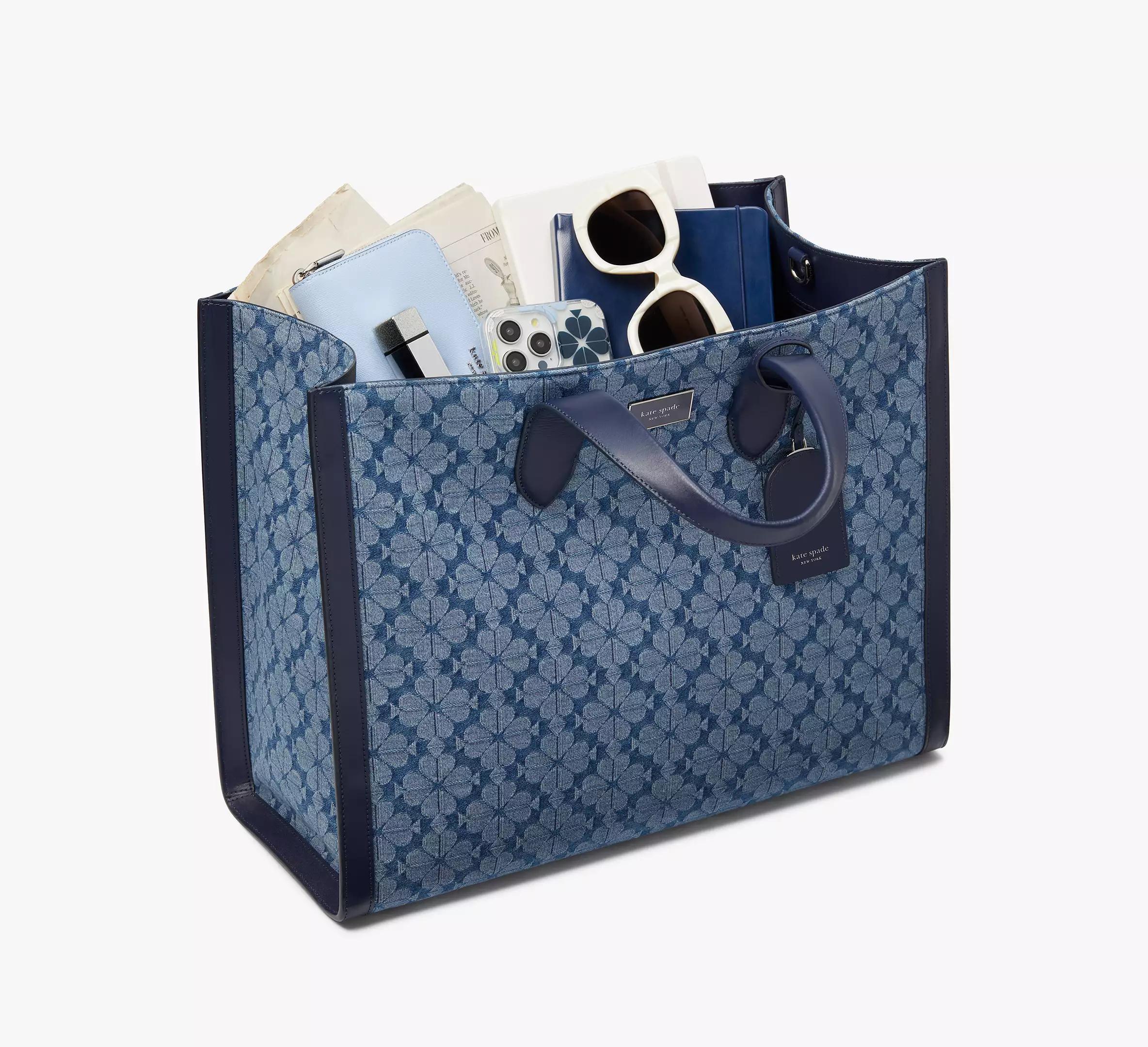 Spade Flower Jacquard Denim Manhattan Large Tote Product Image