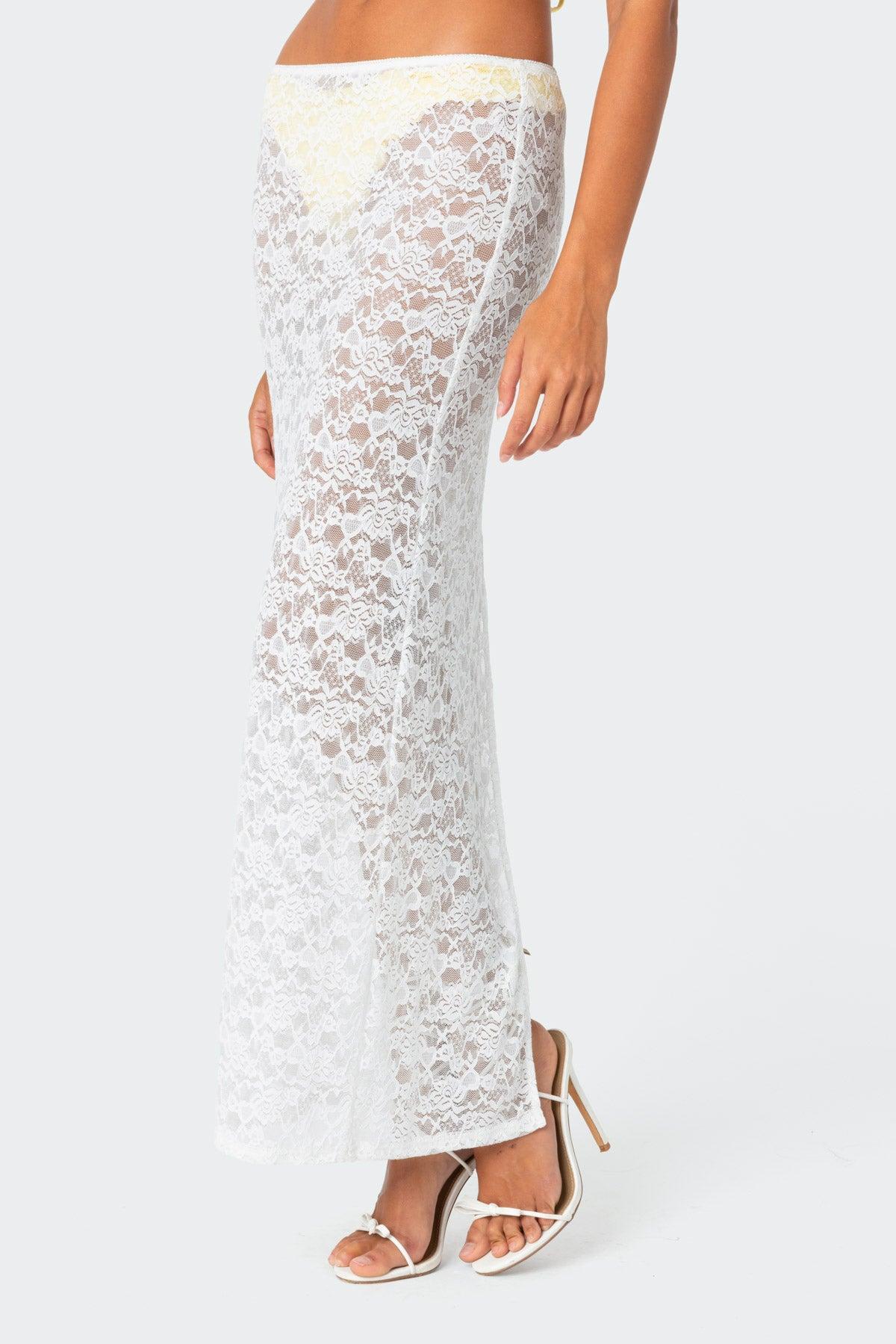 Oceana Sheer Lace Maxi Skirt Product Image