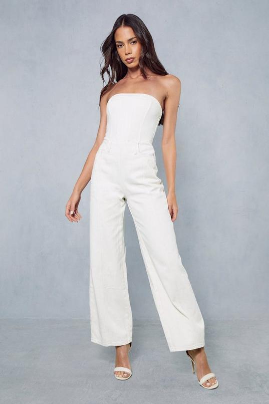 Bandeau Denim Wide Leg Jumpsuit Product Image