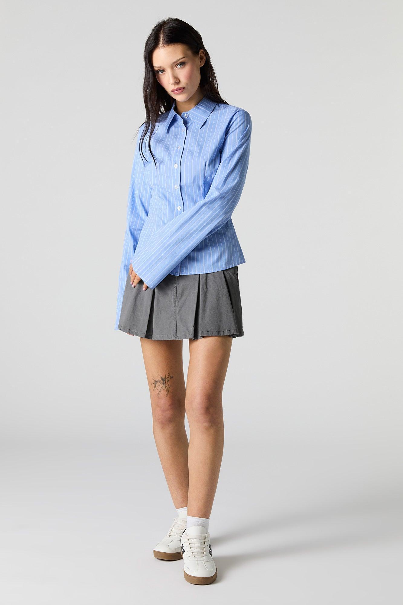 Button-Up Fitted Bell Sleeve Top Female Product Image