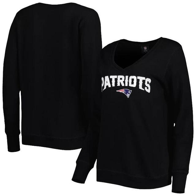 Womens Cuce New England Patriots Sequin Logo V-Neck Pullover Sweatshirt Product Image