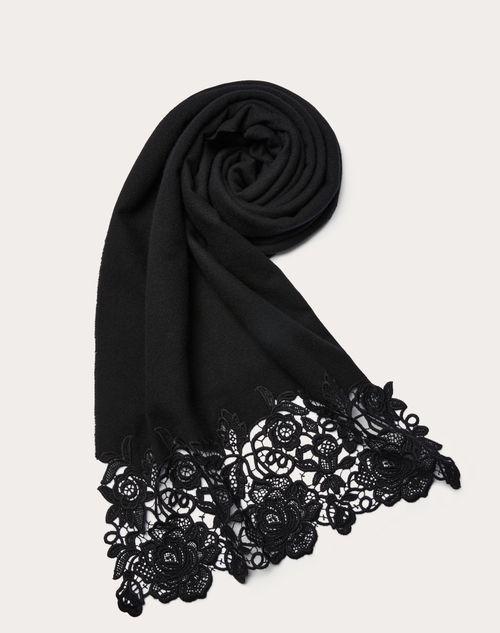 WOOL AND CASHMERE LACE SCARF WITH MACRAME LACE DETAIL Product Image