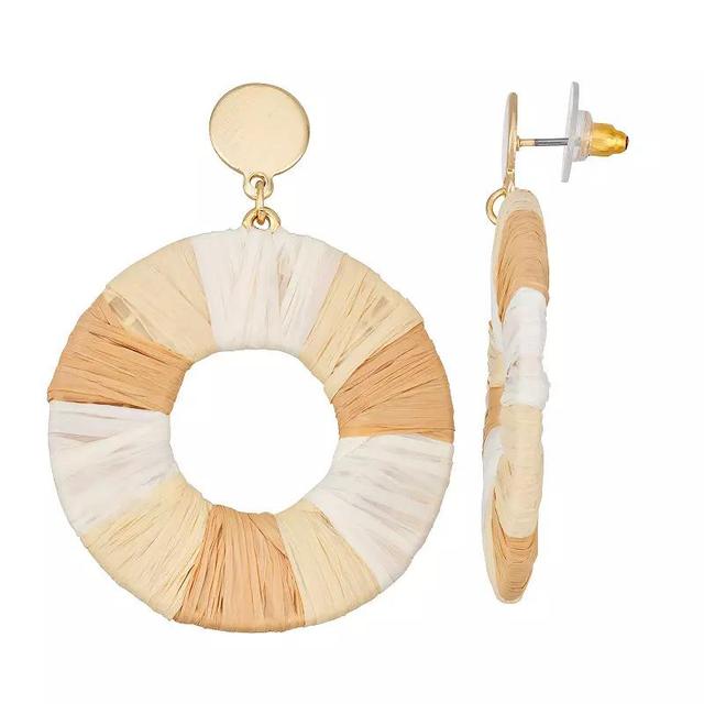 Sonoma Goods For Life Gold Tone Color Block Raffia Hoop Earrings, Womens, Multi Product Image