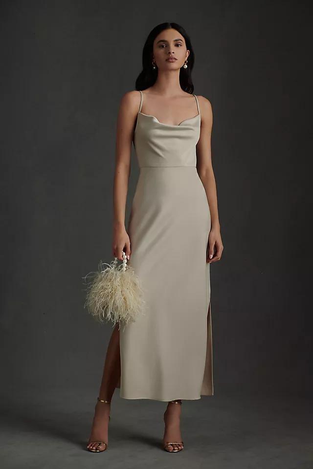 BHLDN Cali Satin Cowl-Neck Midi Slip Dress Product Image