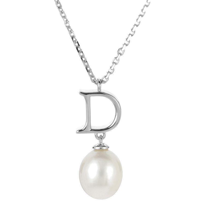 PearLustre by Imperial Sterling Silver Freshwater Cultured Pearl Initial Pendant Necklace, Womens Product Image