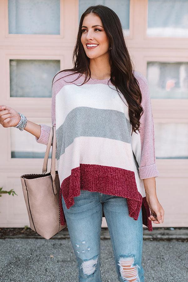 North Shore Chenille Color Block Sweater In Blush Product Image