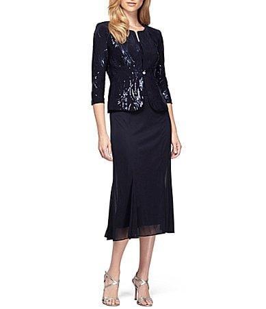 Alex Evenings Sequin Midi Dress with Jacket Product Image