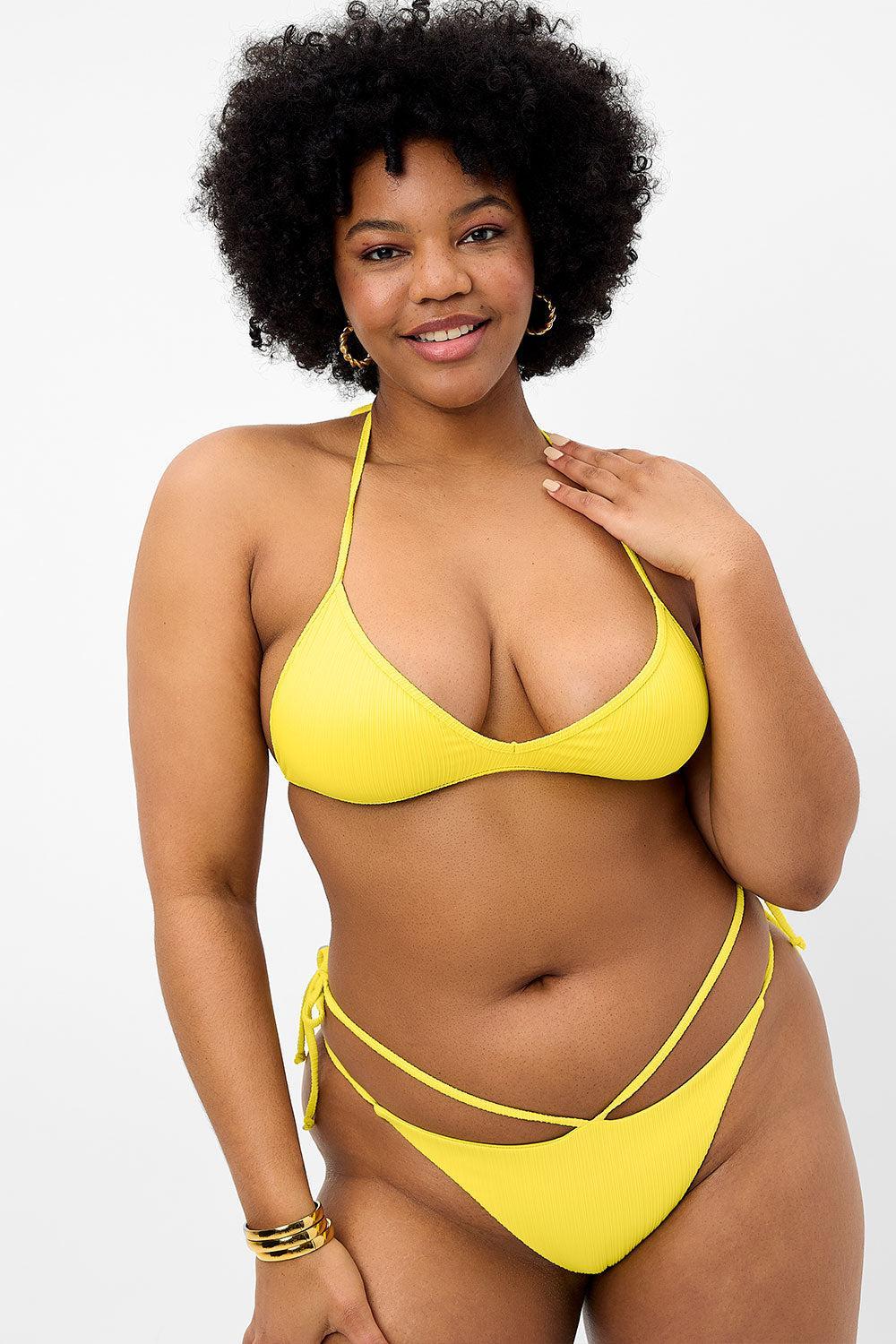 Boardwalk Plissé String Bikini Top - Pina Colada Product Image