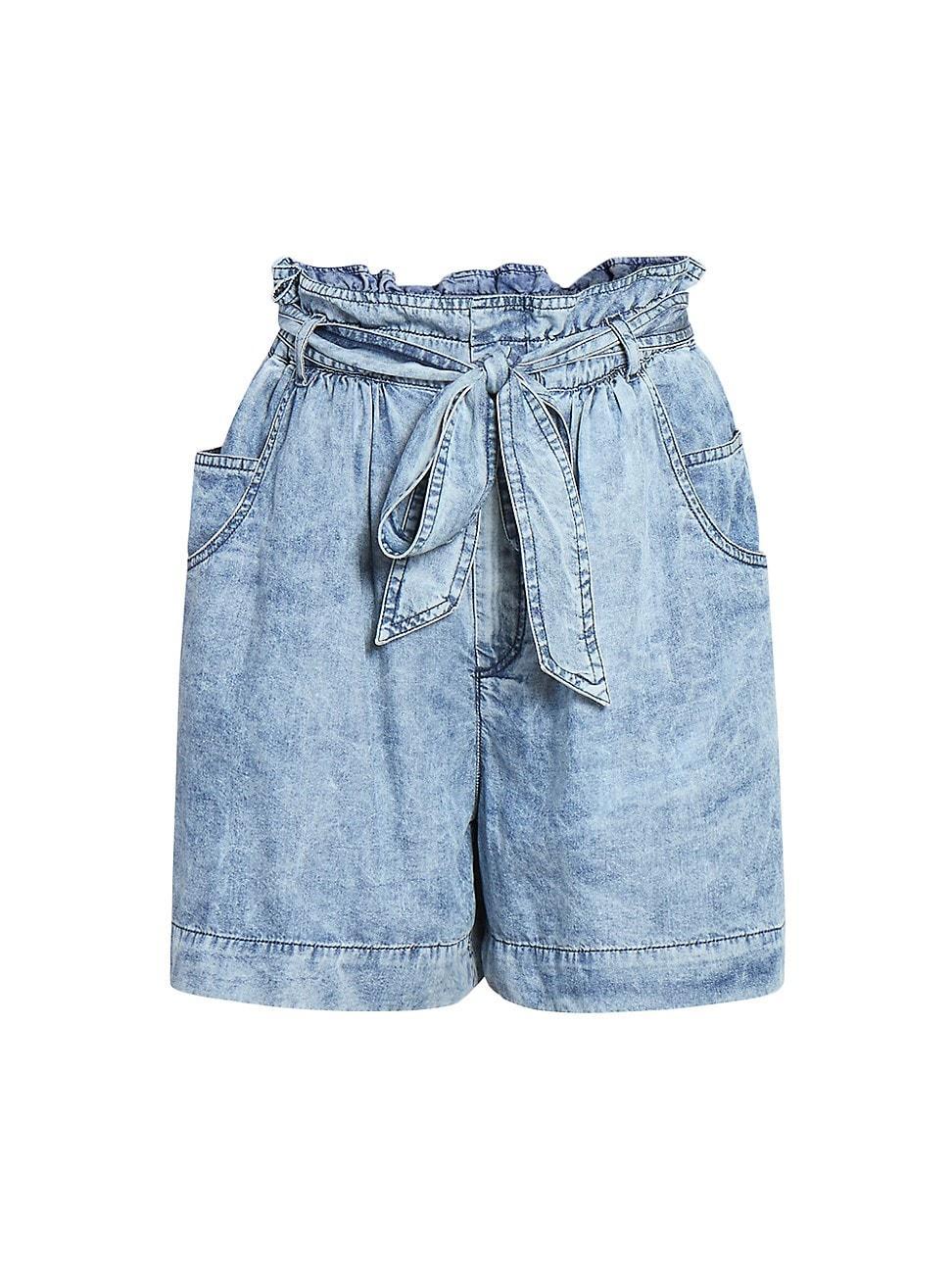 Womens Pierine Chambray Belted Shorts Product Image