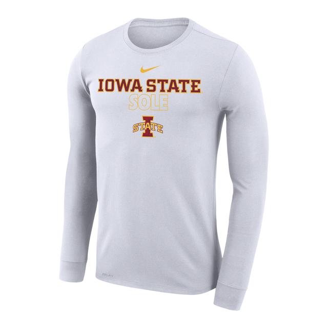 Nike White Iowa State Cyclones On Court Bench Long Sleeve T-Shirt, Mens Product Image