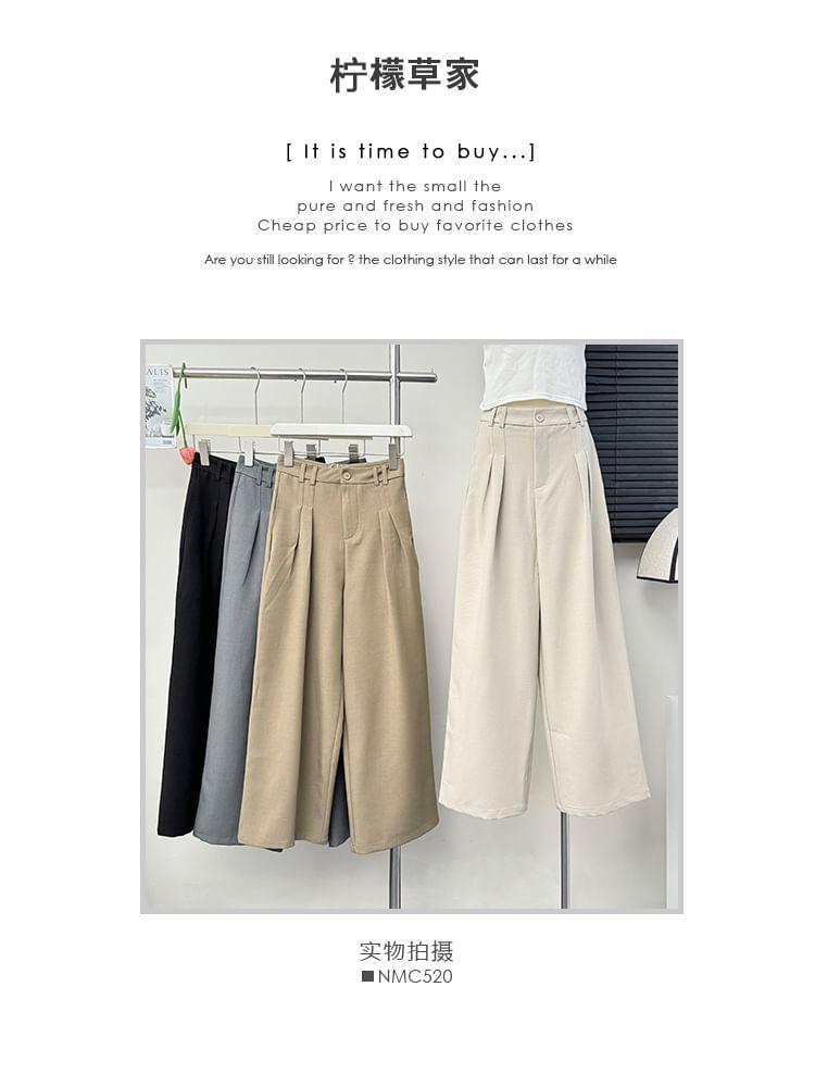 Pleated Wide-Leg Suit Pants Product Image