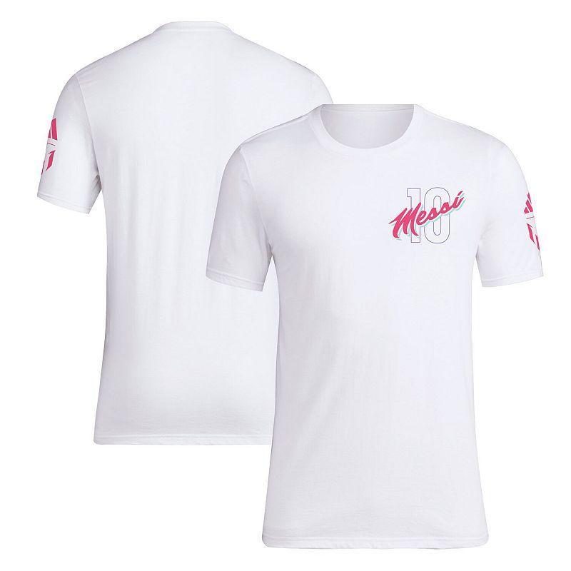 Mens adidas Lionel Messi White Vice T-Shirt Product Image