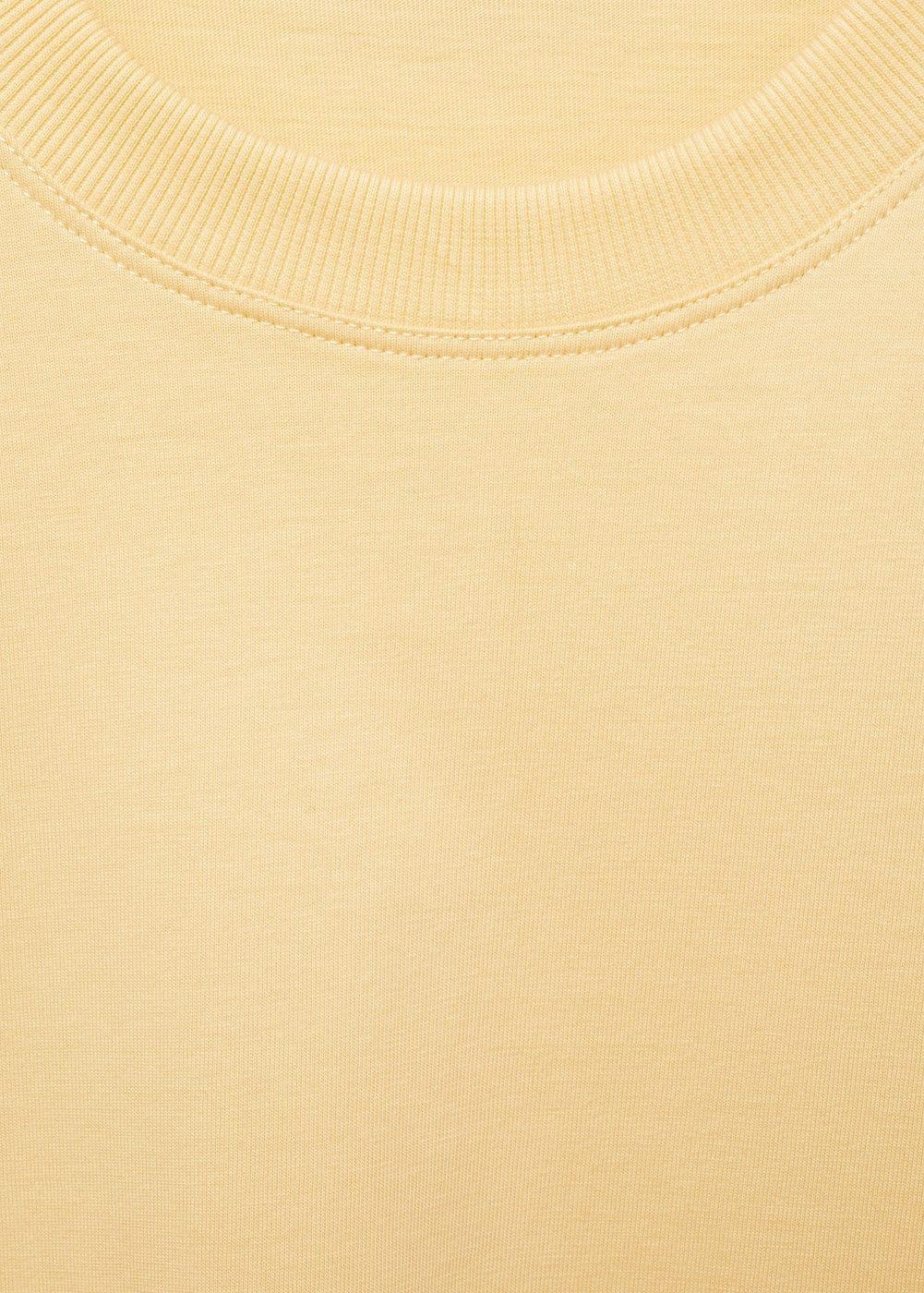 MANGO MAN - Printed cotton-blend T-shirt pastel yellowMen Product Image