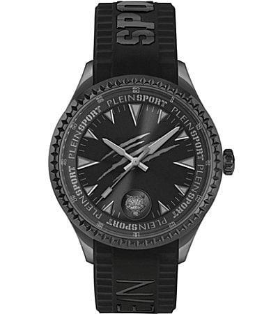 Philipp Plein Mens Lineman Analog Black Silicone Strap Silver Metal 45mm Watch Product Image