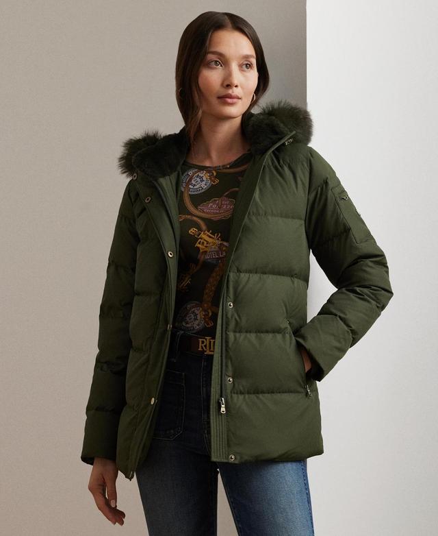 Lauren Ralph Lauren Womens Faux-Fur Hooded Puffer Coat Product Image