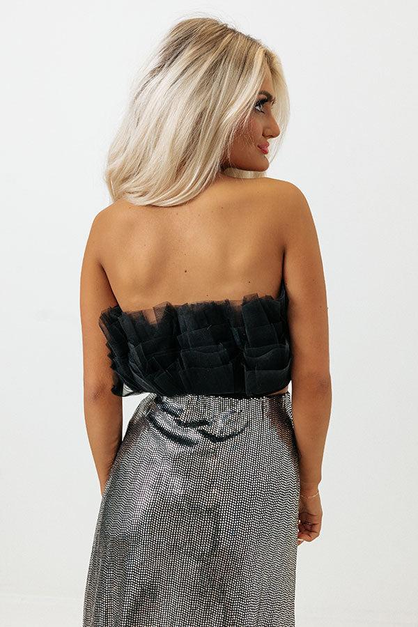 Out Past Midnight Tulle Crop Top In Black Product Image