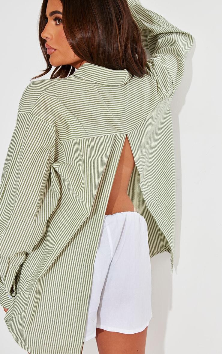 Green Striped Oversized Shirt Product Image