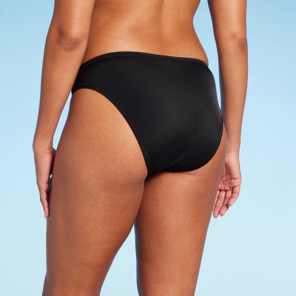 Womens Ribbed Hipster Cheeky Bikini Bottom - Shade & Shore Black XL Product Image