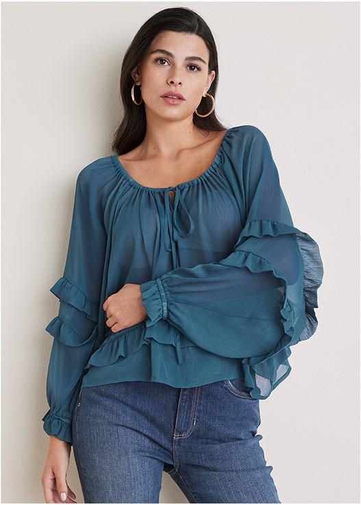 Chiffon Ruffled Blouse Product Image