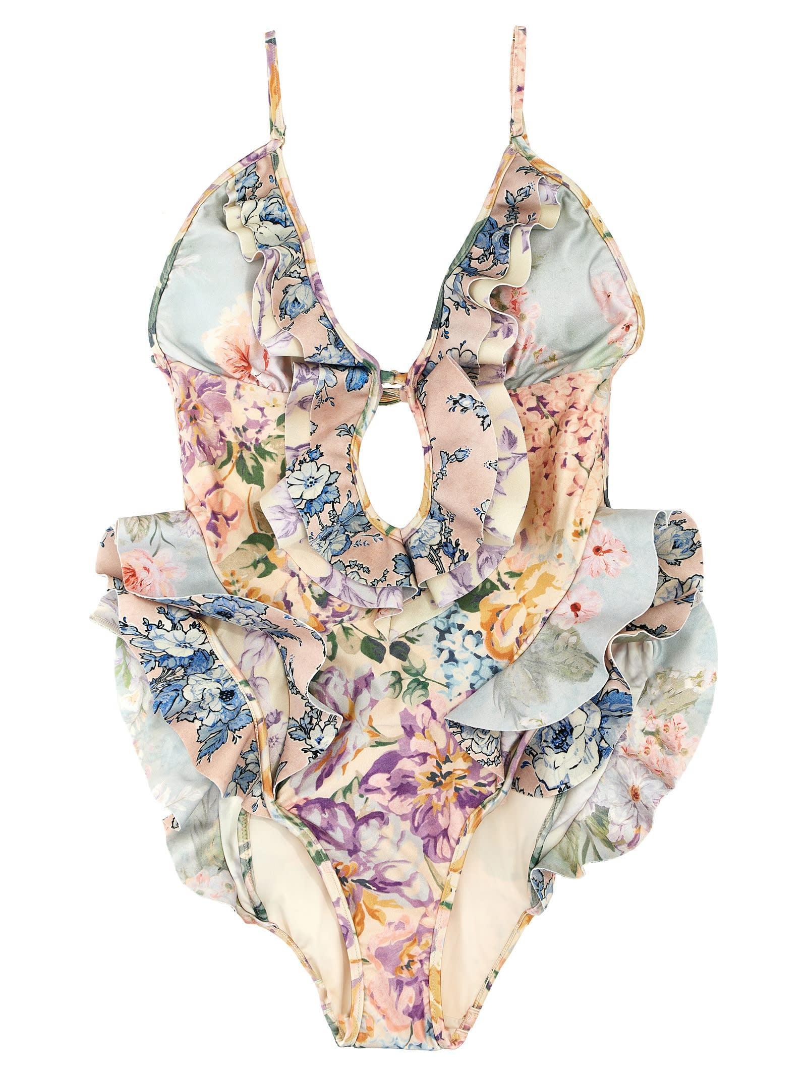 ZIMMERMANN Floral Printed One Piece Swimsuit In Multicolor Product Image