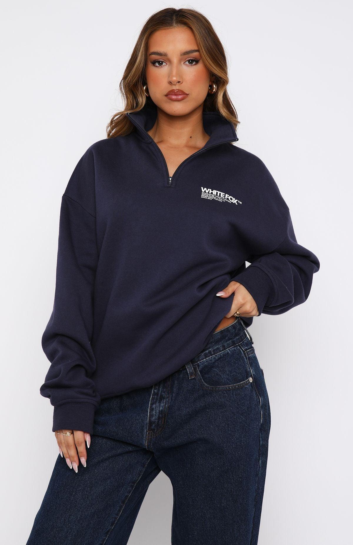 Like No One Else Zip Front Sweater Navy Product Image