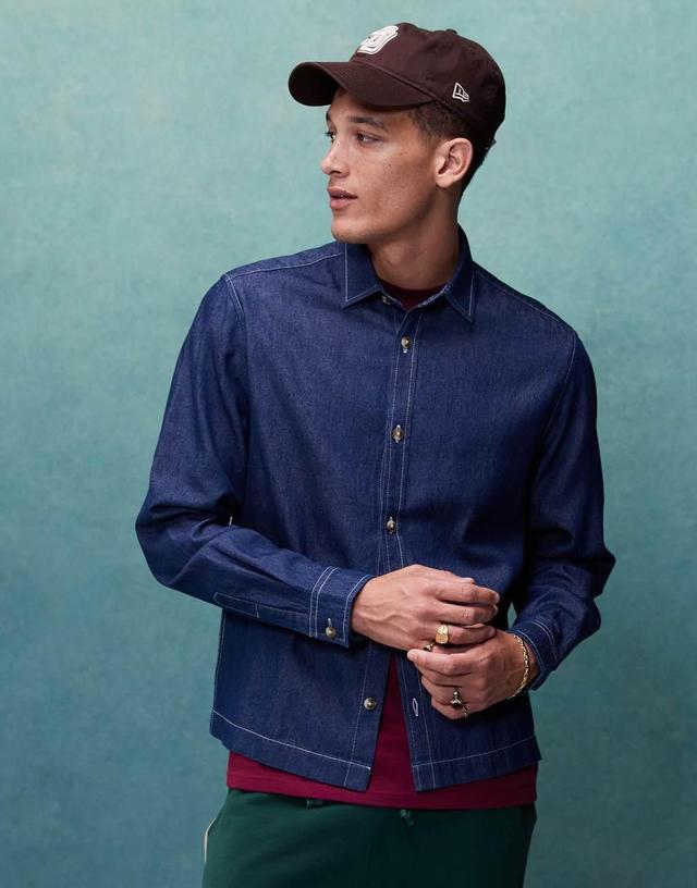 ASOS DESIGN boxy denim overshirt in blue Product Image