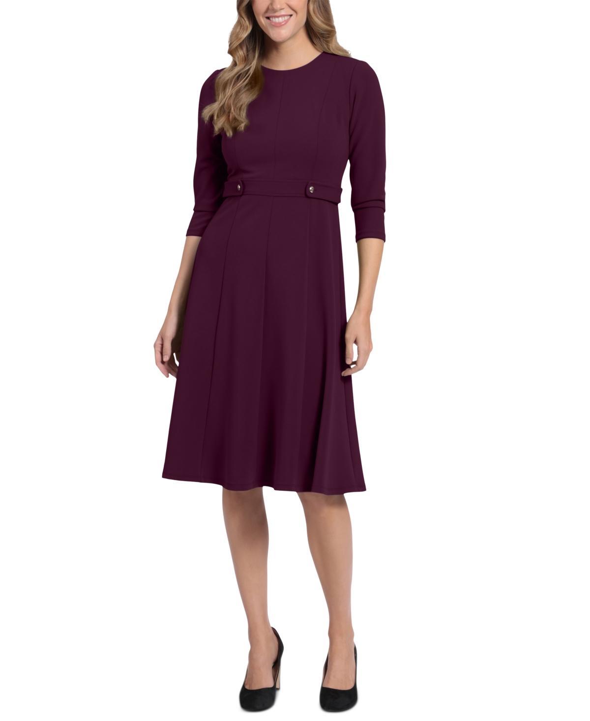 London Times Womens Tab-Waist Fit & Flare Dress Product Image