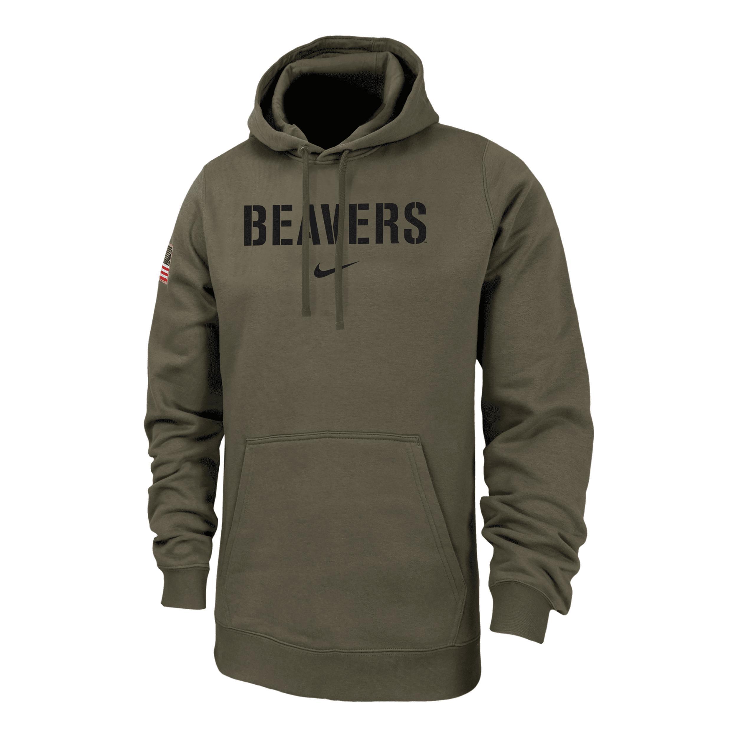 Mens Nike Olive Oregon State Beavers Military Pack Club Fleece Pullover Hoodie Product Image