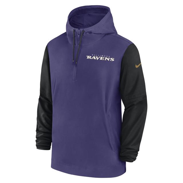 Baltimore Ravens Sideline Pre-Game Player Nike Mens NFL 1/2-Zip Hooded Jacket Product Image