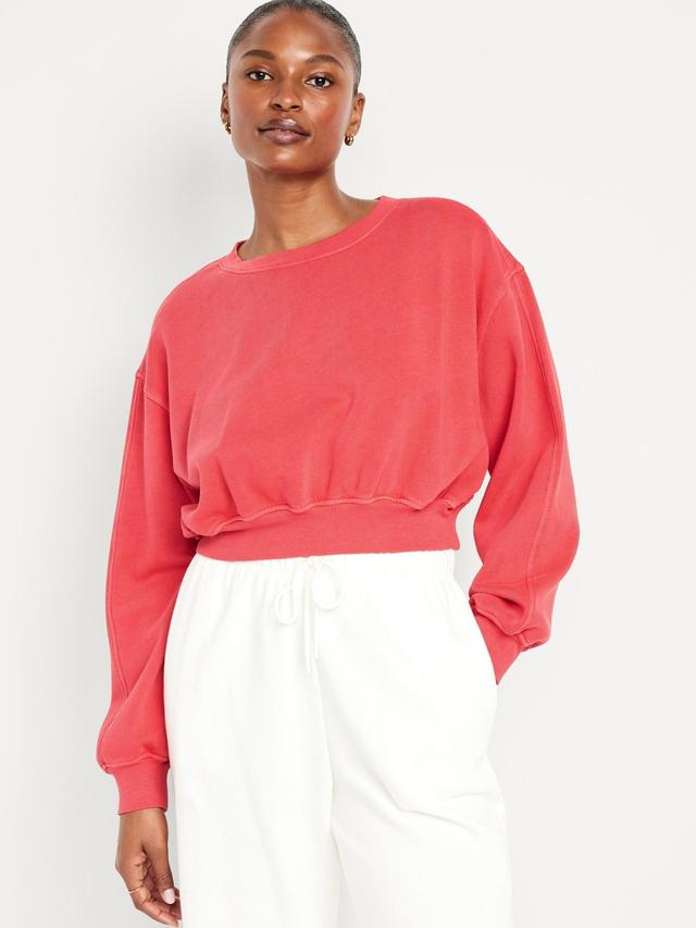 Oversized Crop Fleece Sweatshirt Product Image