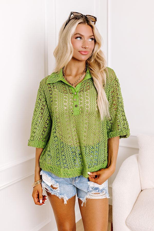 Adventure Seeker Crochet Top In Lime Product Image