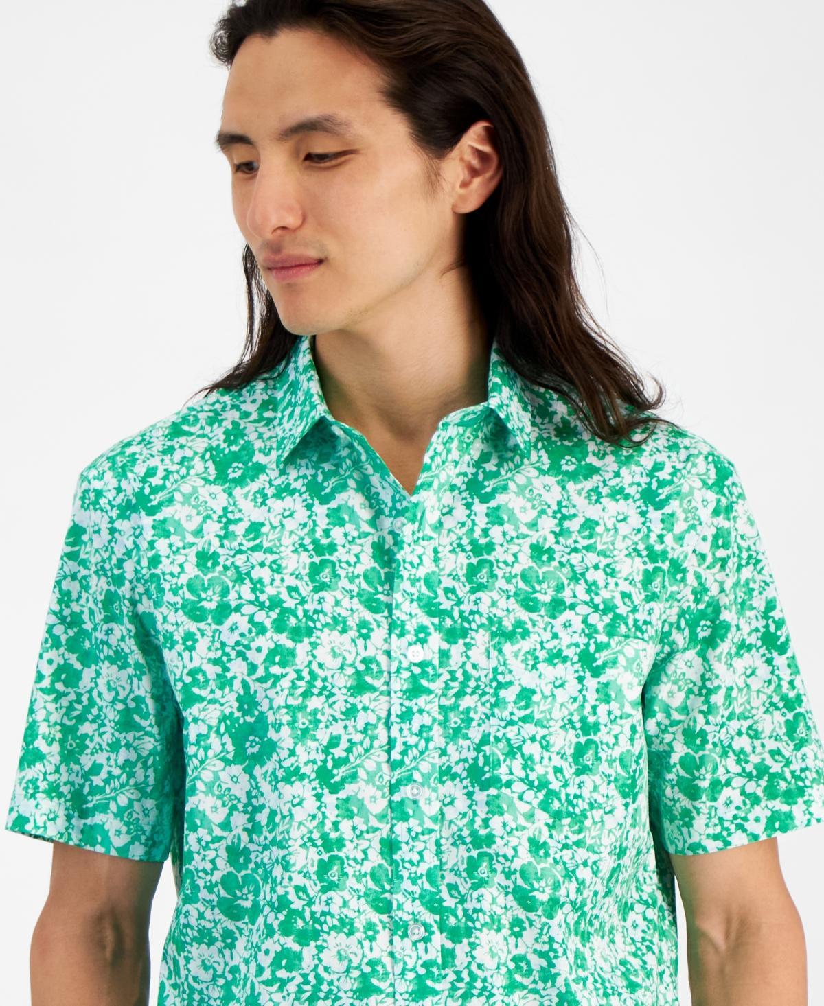 Men's Iris Regular-Fit Stretch Floral Button-Down Poplin Shirt, Created for Macy's  Product Image