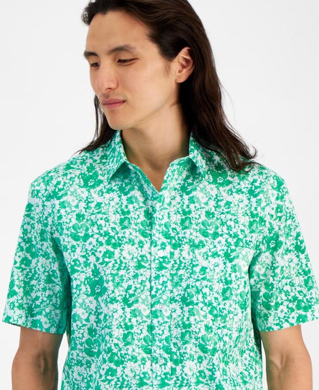 Club Room Mens Iris Regular-Fit Stretch Floral Button-Down Poplin Shirt, Created for Macys Product Image