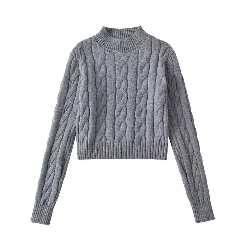 Mock Neck Cable Knit Sweater Product Image