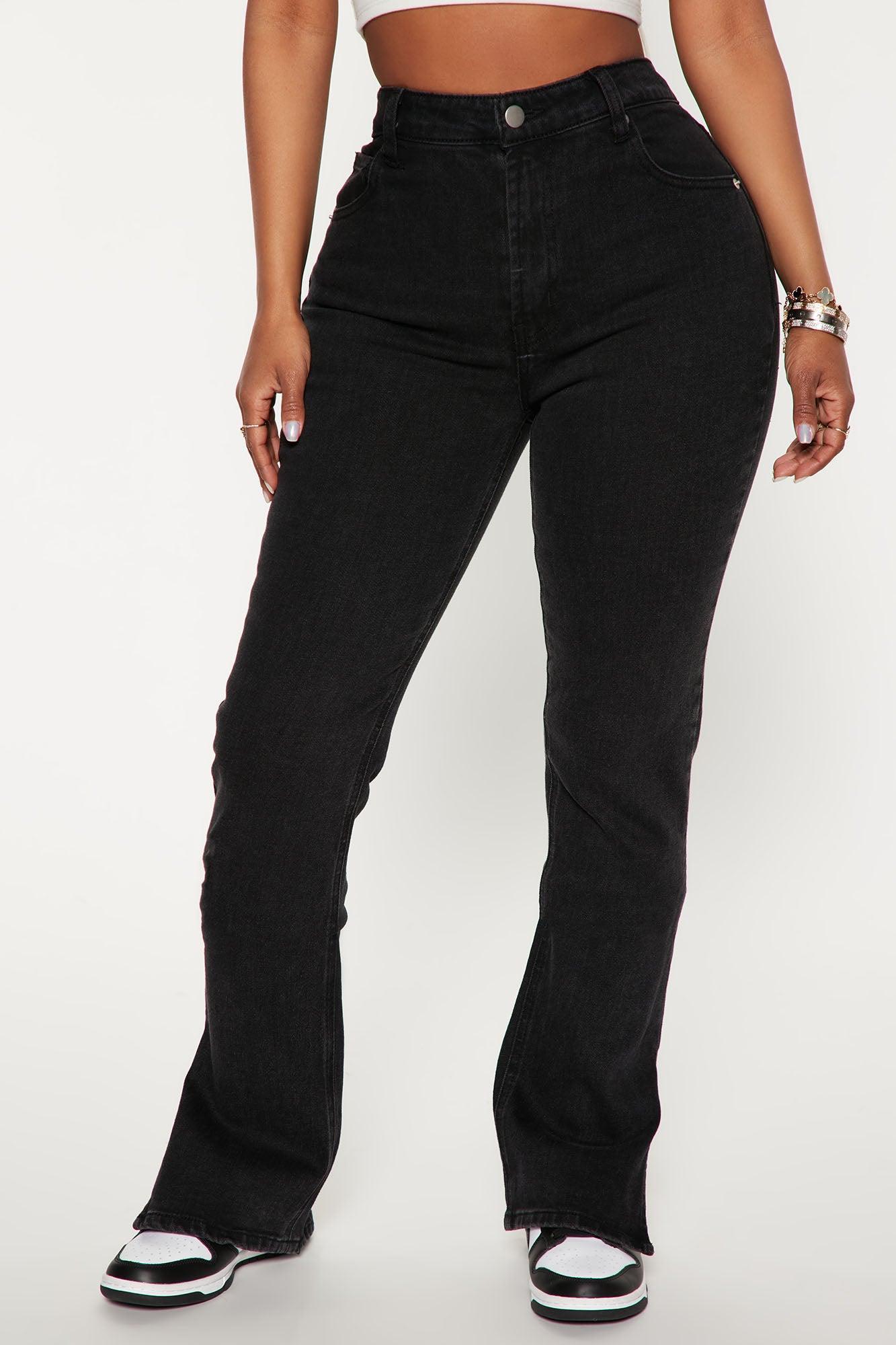 Supernova Side Split Straight Leg Jeans - Black Product Image