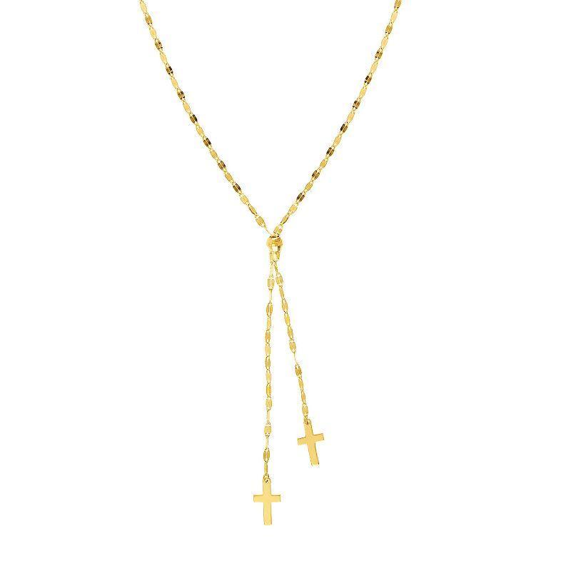 14k Gold Adjustable Cross Lariat Necklace, Womens Product Image