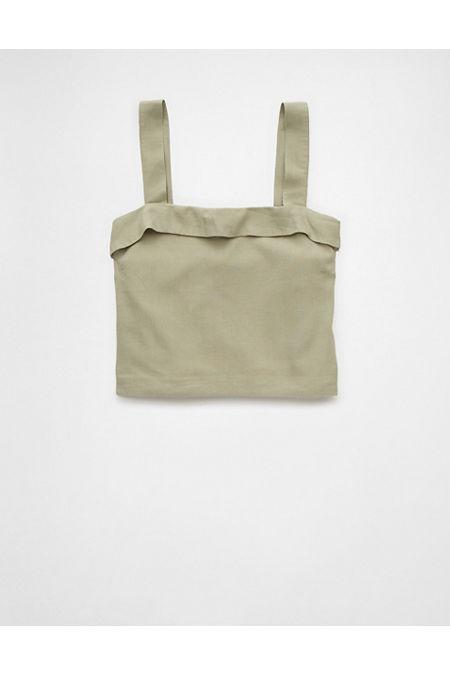 AE Cropped Linen-Blend Tank Top Women's Product Image