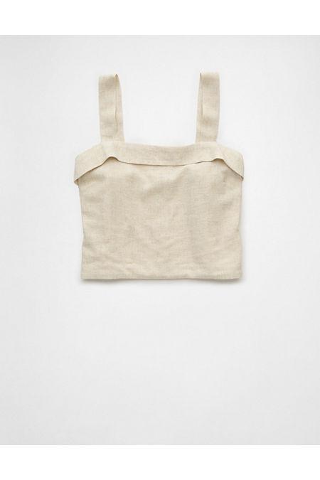 AE Cropped Linen-Blend Tank Top Women's Product Image