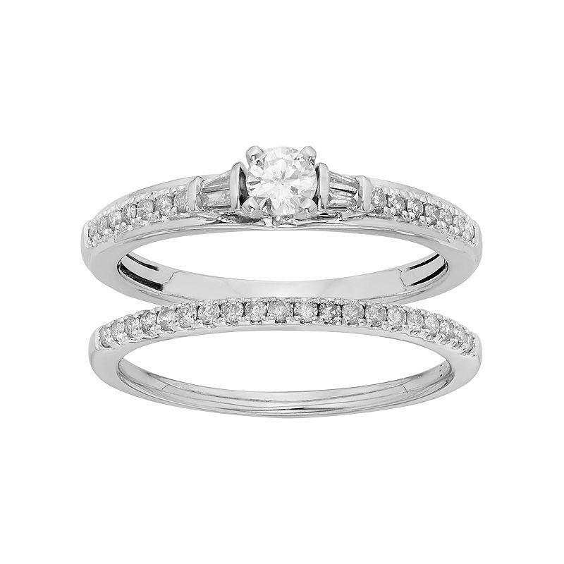 The Regal Collection Diamond Engagement Ring Set in 10k White Gold (1/2 Carat T.W.), Womens Product Image